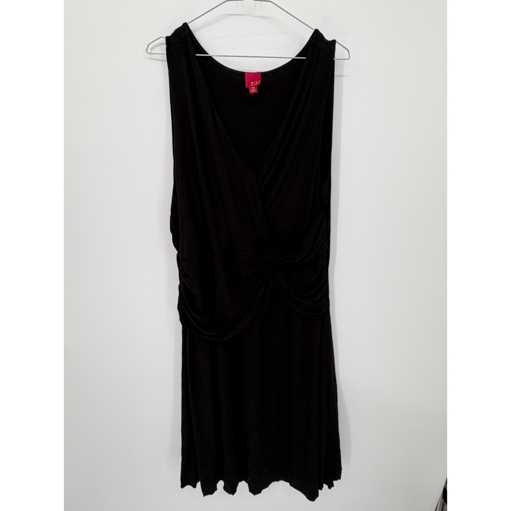 GILI Womens Dress Twist Front Draped Sleeveless Black XL